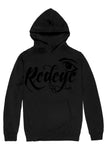 BLACK ON BLACK HOODY (RAISED LOGOS)